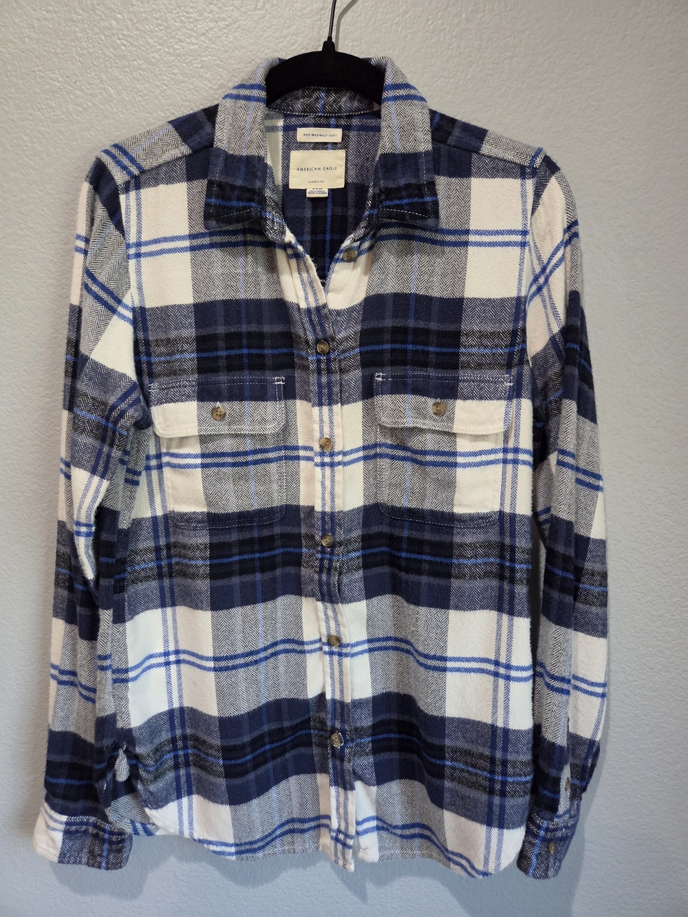 American Eagle Outfitters Womens Blue  Plaid Flannel Shirt Size S, Extra SOFT